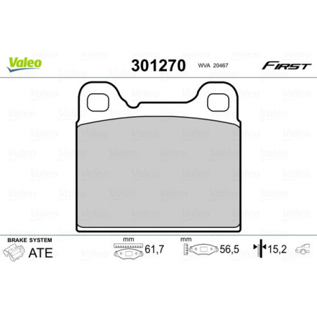 VALEO 301270 Plaquettes de frein Arrière pour