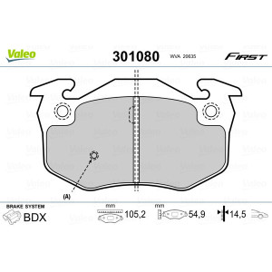 VALEO 301080 Klocki hamulcowe Przód dla