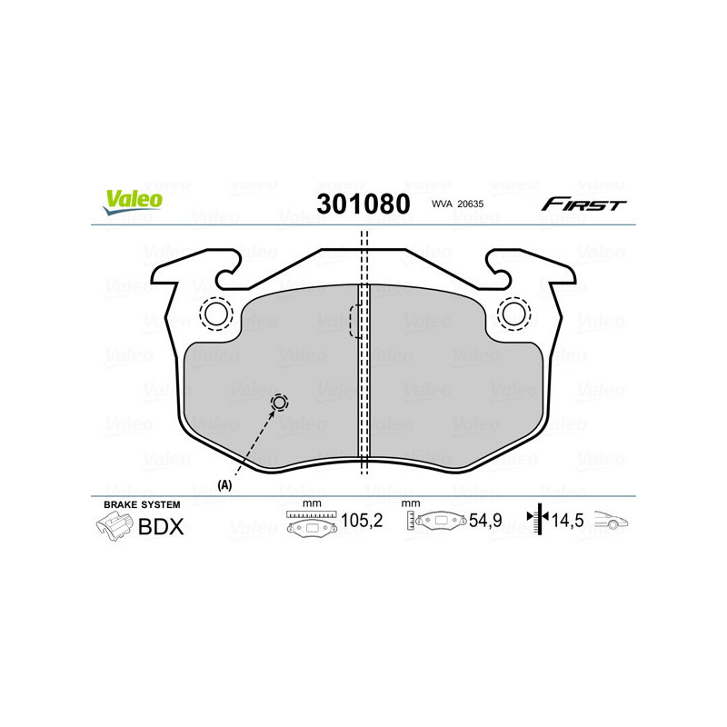 VALEO 301080 Brzdové destičky Přední pro