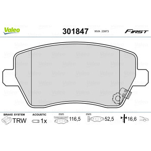 VALEO 301847 Brzdové platničky Predné pre