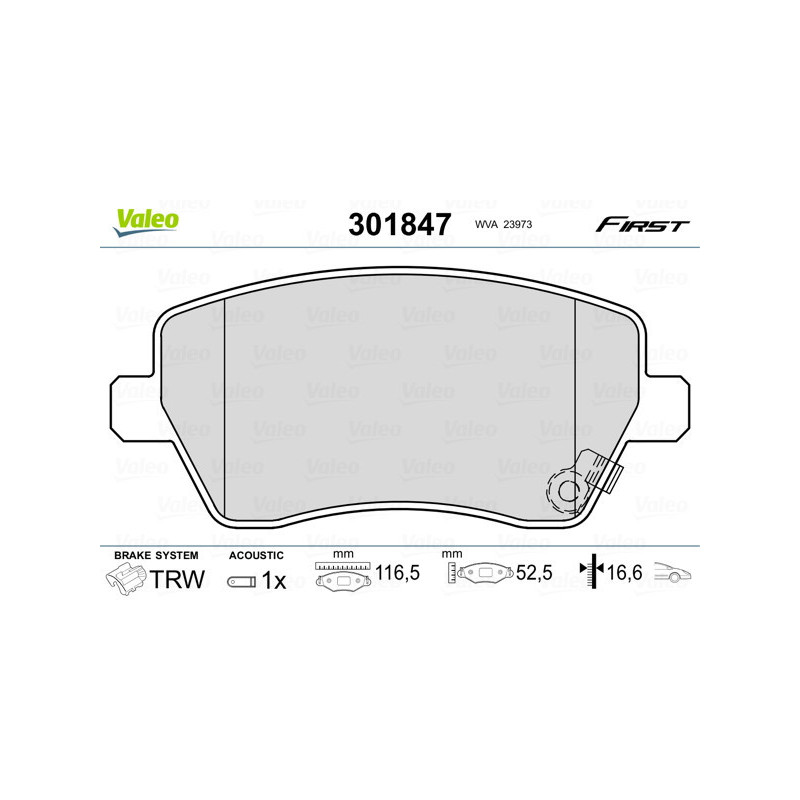 VALEO 301847 Brzdové destičky Přední pro