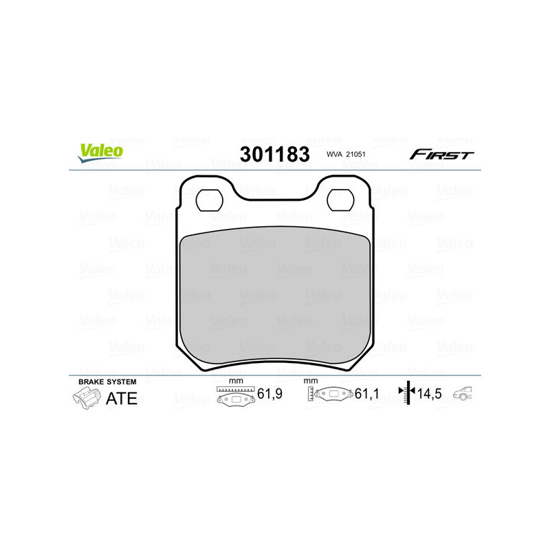 VALEO 301183 Brzdové platničky Zadné pre