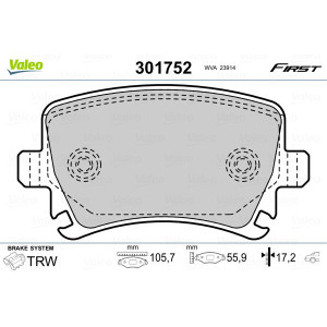 VALEO 301752 Pastiglie freno Posteriore per