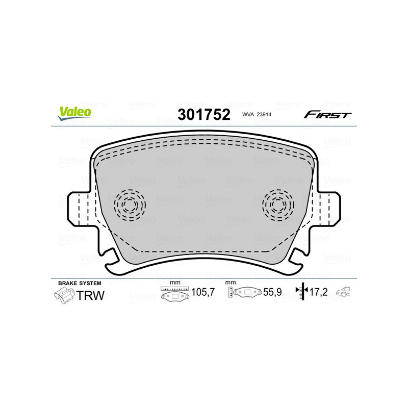 VALEO 301752 Plaquettes de frein Arrière pour