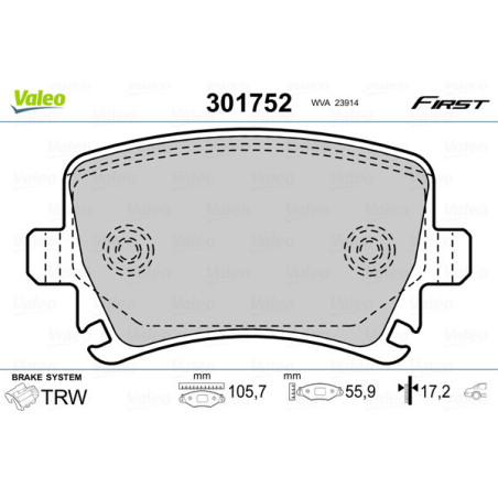 VALEO 301752 Bremsbeläge Hinten für