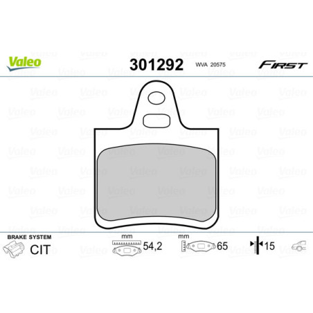 VALEO 301292 Brzdové platničky Zadné pre