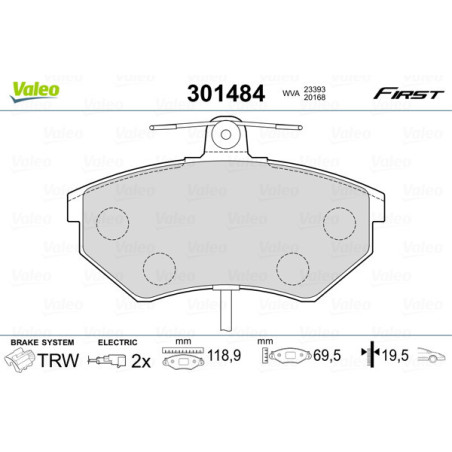 VALEO 301484 Pastillas de freno Delantero para