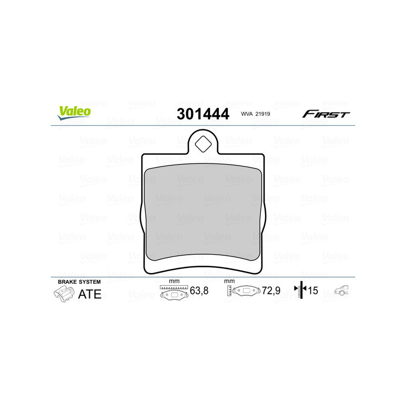 VALEO 301444 Brzdové platničky Zadné pre