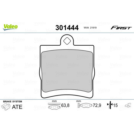 VALEO 301444 Brzdové destičky Zadní pro