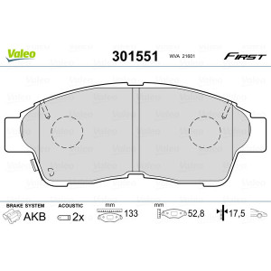 VALEO 301551 Pastillas de freno Delantero para