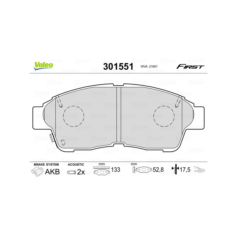 VALEO 301551 Brzdové platničky Predné pre