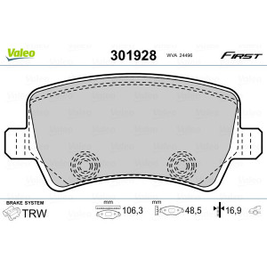 VALEO 301928 Pastillas de freno Trasero para