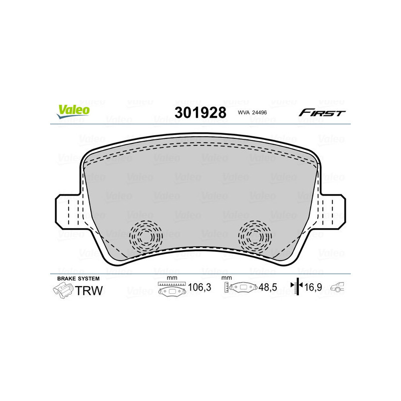 VALEO 301928 Pastillas de freno Trasero para