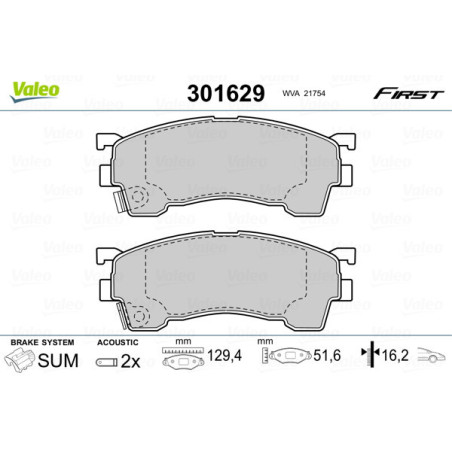 VALEO 301629 Pastillas de freno Delantero para