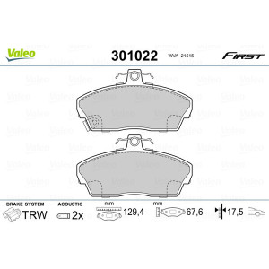 VALEO 301022 Pastillas de freno Delantero para