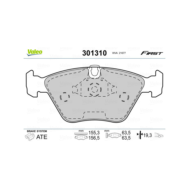VALEO 301310 Brzdové platničky Predné pre