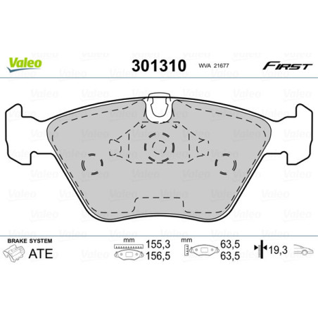VALEO 301310 Klocki hamulcowe Przód dla