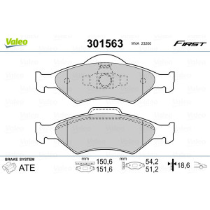 VALEO 301563 Pastiglie freno Anteriore per
