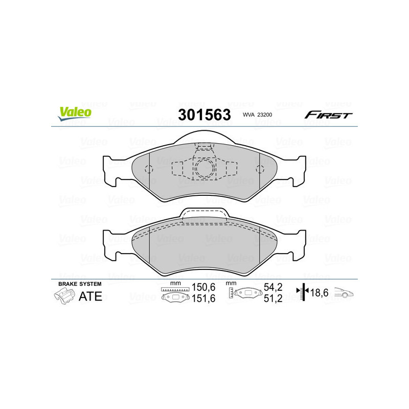 VALEO 301563 Brzdové destičky Přední pro
