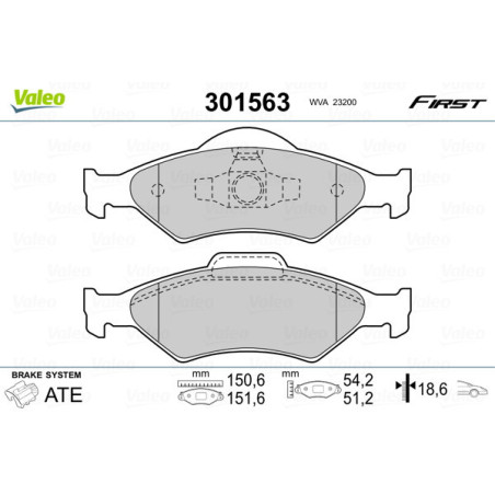 VALEO 301563 Klocki hamulcowe Przód dla