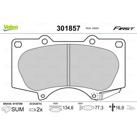VALEO 301857 Brake Pads Set Front for