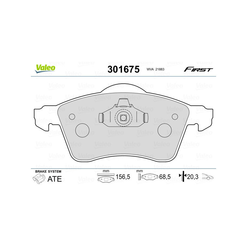 VALEO 301675 Brzdové platničky Predné pre