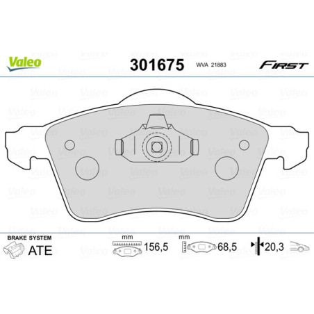 VALEO 301675 Pastiglie freno Anteriore per