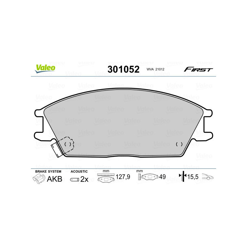 VALEO 301052 Brzdové destičky Přední pro