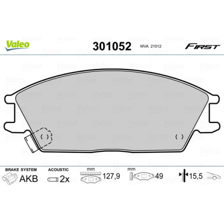 VALEO 301052 Brzdové platničky Predné pre