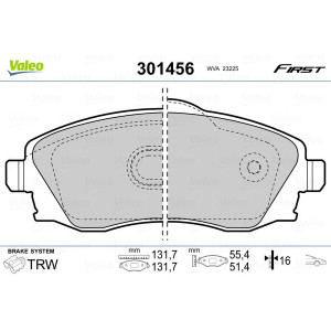 VALEO 301456 Pastillas de freno Delantero para