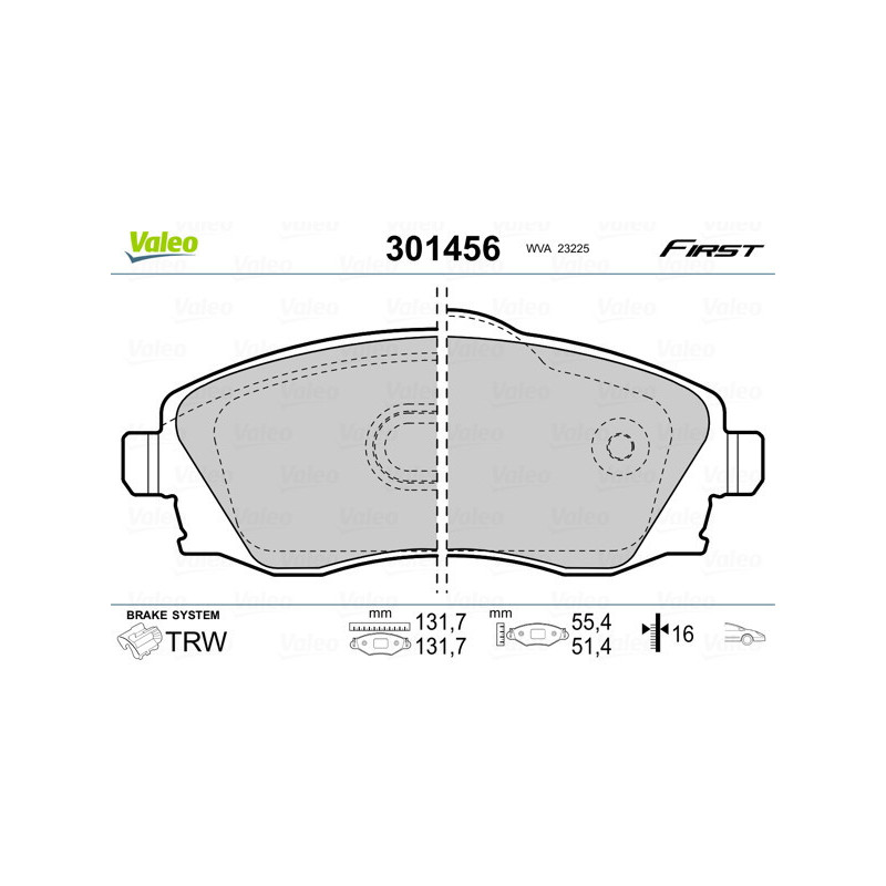 VALEO 301456 Brzdové platničky Predné pre