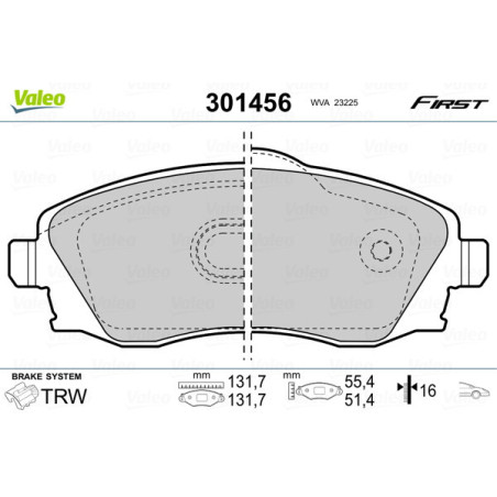 VALEO 301456 Klocki hamulcowe Przód dla