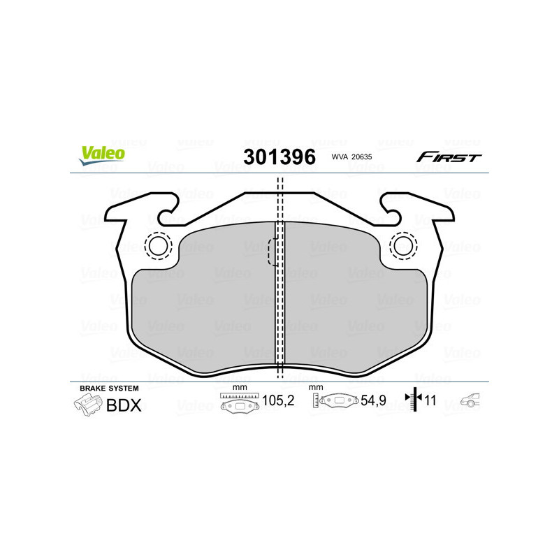 VALEO 301396 Brzdové platničky Zadné pre