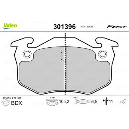 VALEO 301396 Klocki hamulcowe Tył dla