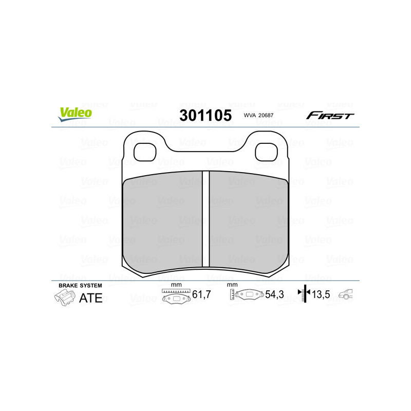 VALEO 301105 Plaquettes de frein Arrière pour