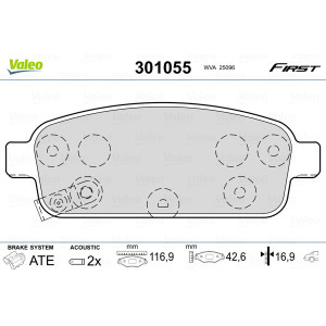 VALEO 301055 Plaquettes de frein Arrière pour