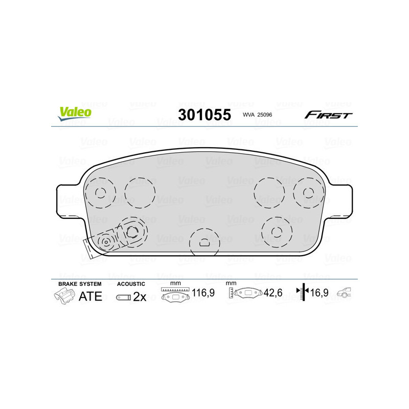VALEO 301055 Plaquettes de frein Arrière pour