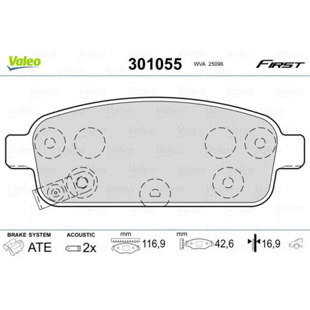 VALEO 301055 Brake Pads Set Rear for