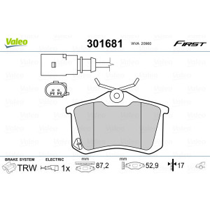 VALEO 301681 Brzdové platničky Zadné pre