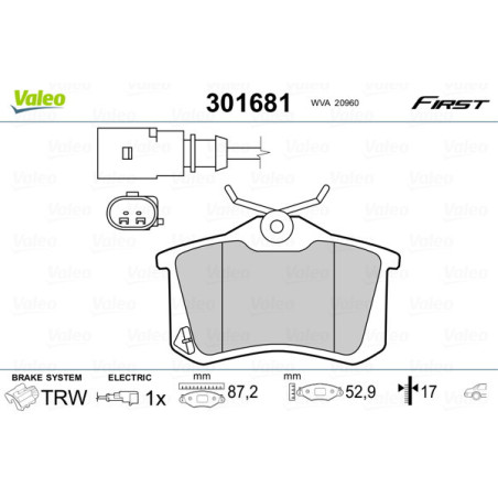 VALEO 301681 Bremsbeläge Hinten für