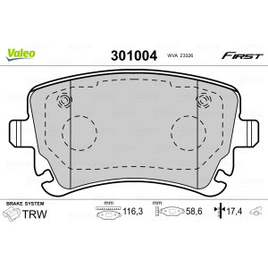 VALEO 301004 Pastiglie freno Posteriore per