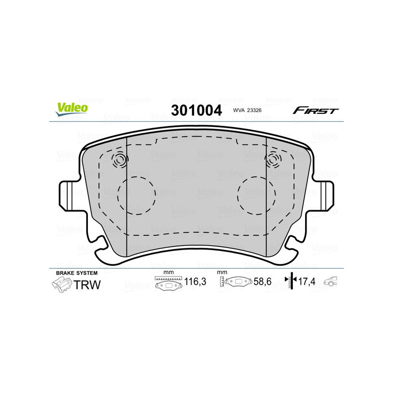 VALEO 301004 Brzdové platničky Zadné pre