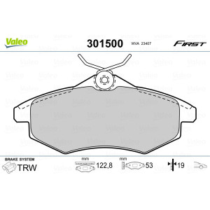 VALEO 301500 Pastillas de freno Delantero para