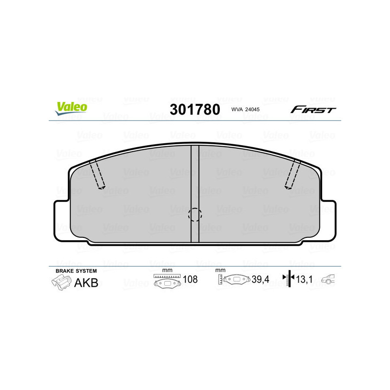 VALEO 301780 Klocki hamulcowe Tył dla
