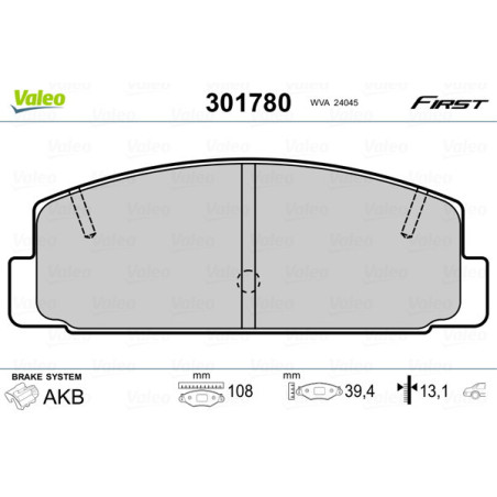 VALEO 301780 Pastillas de freno Trasero para