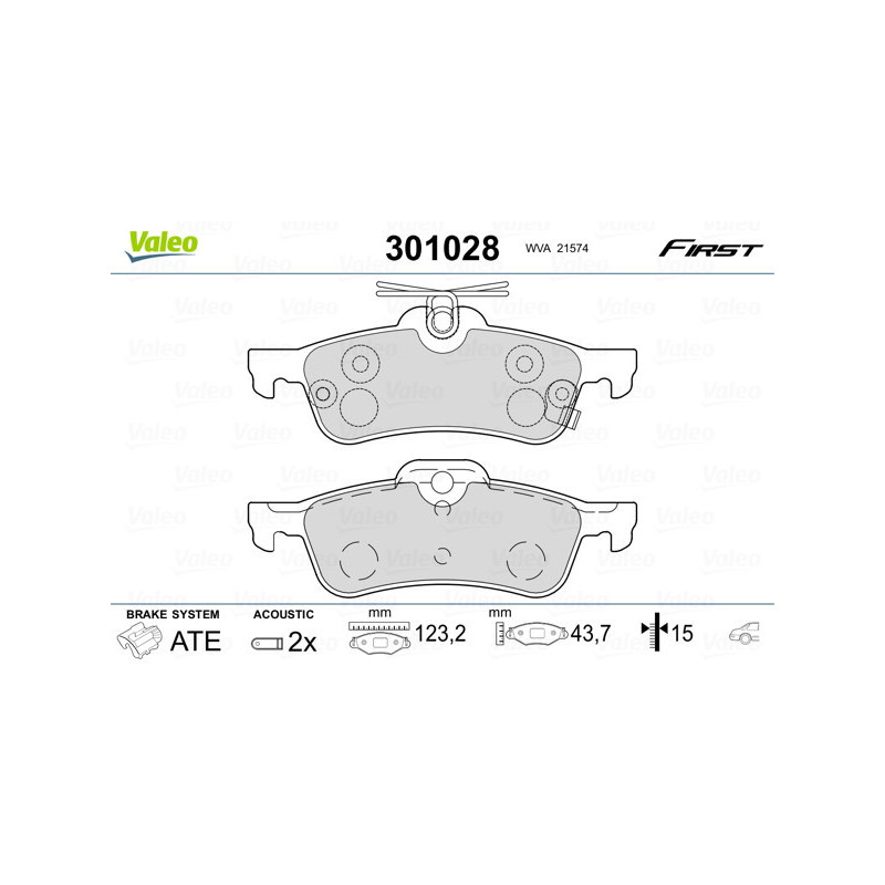 VALEO 301028 Pastiglie freno Posteriore per