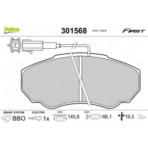 VALEO 301568 Brzdové platničky Predné pre