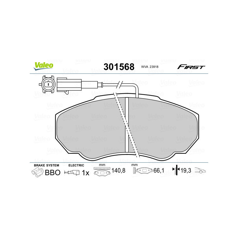 VALEO 301568 Brzdové destičky Přední pro