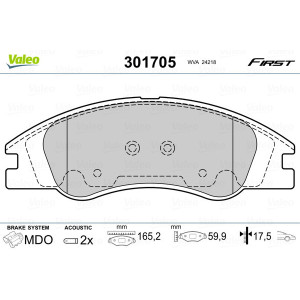VALEO 301705 Plaquettes de frein Avant pour