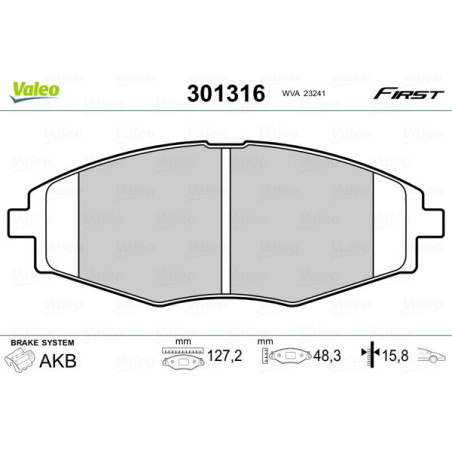 VALEO 301316 Bremsbeläge Vorne für